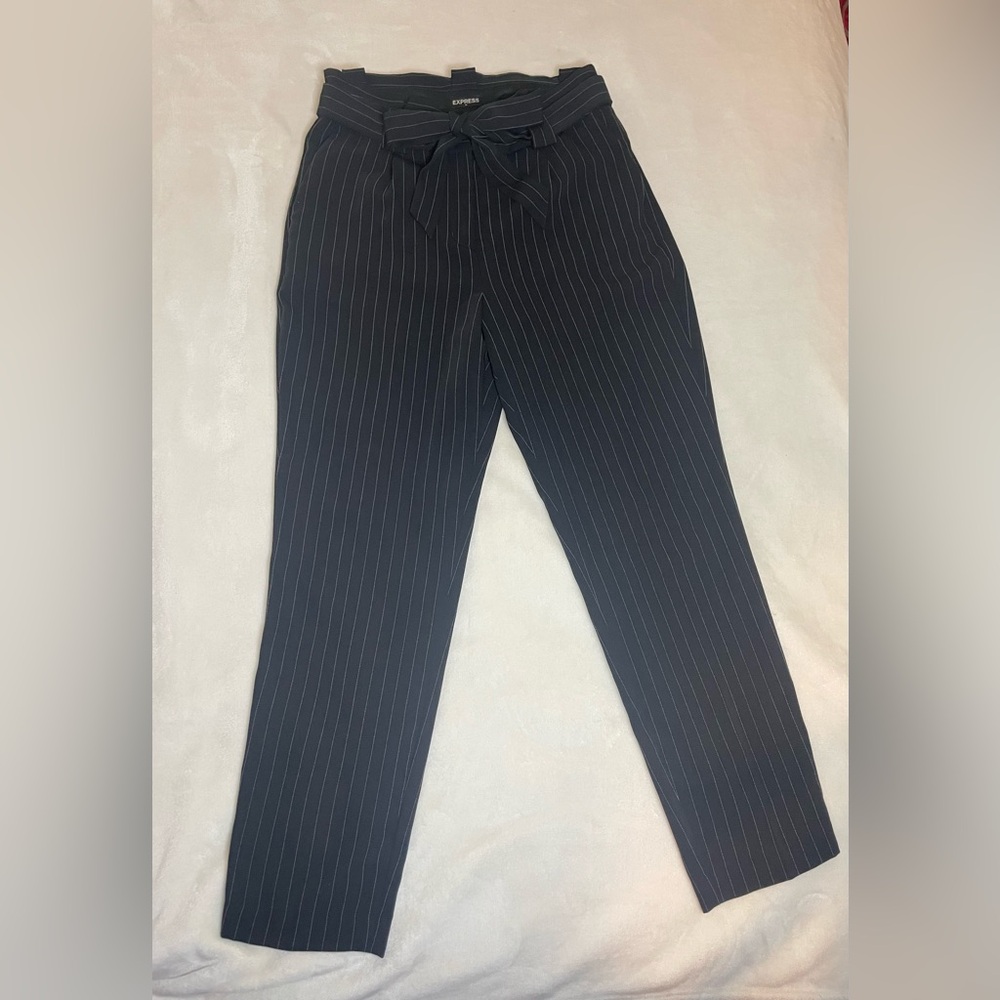 Express Striped High Waisted Ankle Dress Pants